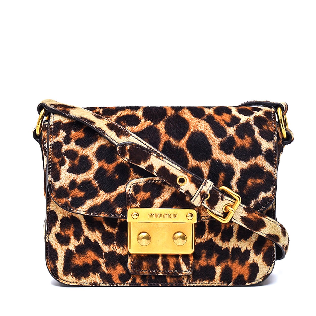 Miu Miu - Leopar Ponyhair Small Madras Crossbody Bag